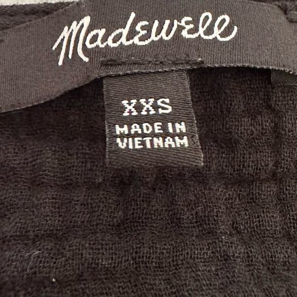 Madewell Black Cropped Long Sleeve Blouse Size XXS Balloon Sleeve Elastic Waist - Picture 11 of 12